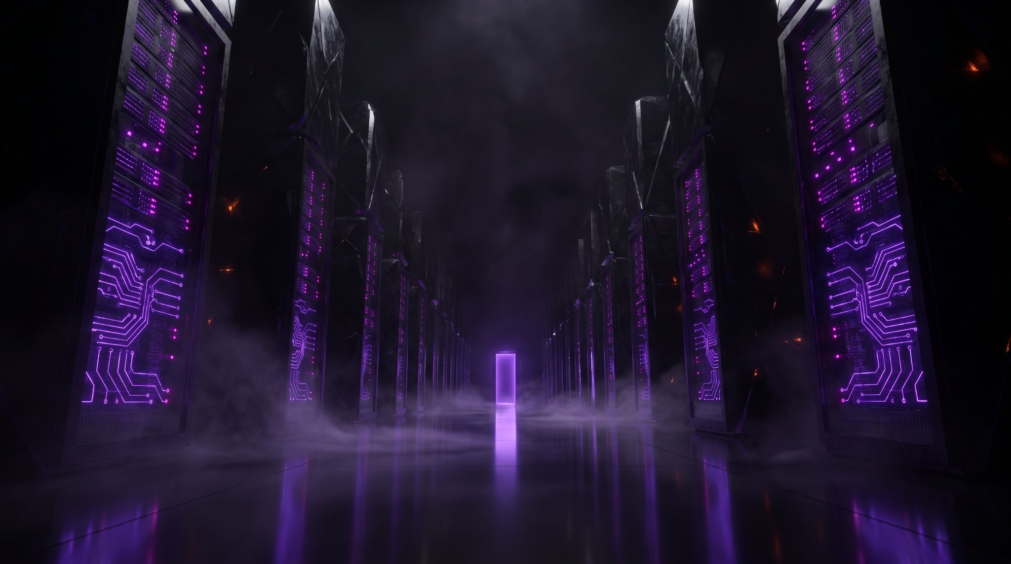 Hall of obsidian server monoliths